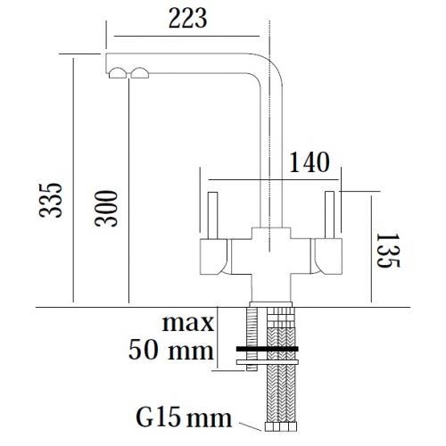 Osmio Mariella Chrome 3-Way (Tri-flow) Kitchen Tap