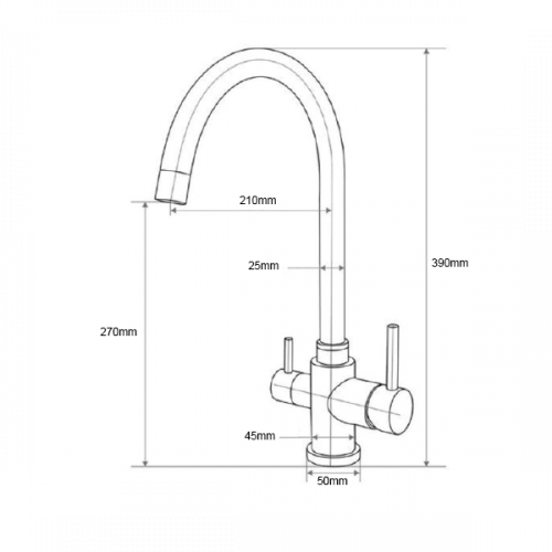 Osmio Bella Chrome 3-Way (Tri-flow) Kitchen Tap