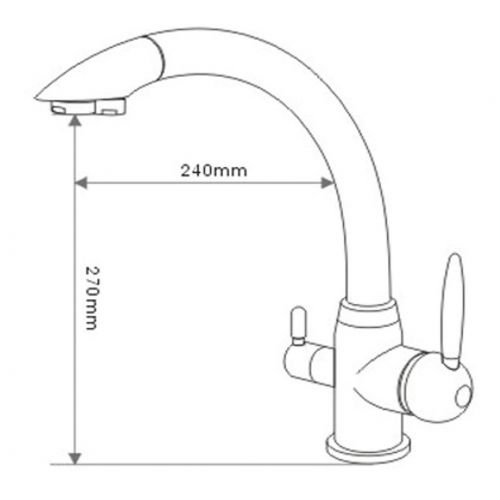 Osmio Vitalia Chrome 3-Way (Tri-flow) Kitchen Tap